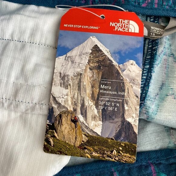The North Face Maywood Shorts Linen Cotton Printed NWT‎ Women's Size 16 Long - Picture 8 of 12